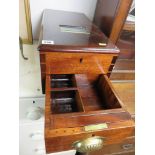 CASH TILL, Edwardian mahogany and brass table top cash till with bell strike