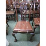 CHIPPENDALE CHAIRS, pair of carved and pierced splat back dining chairs on cabriole legs