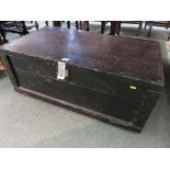 PINE BLANKET BOX; Black painted pine box, 34" length