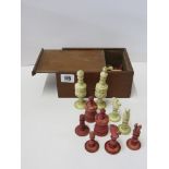 EASTERN CHESS PIECES; collection of 19th century chinese carved bone chess pieces