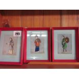 CHINESE RICE PAINTINGS, set of 10 miniature framed, studies of musicians and artisans