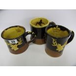 SLIP GLAZE, 3 Elsie Clouston slip glaze commemorative tankards