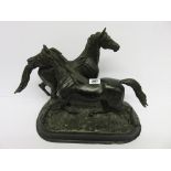 EQUESTIAN GROUP, patternated metal group "Prancing Horses", 12" height