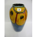 POOLE, Delphis orange fruit design, blue ground 13.5" vase