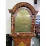 CORNISH GEORGIAN CLOCK,  8 day brass arch faced long cased clock by Thomas Renolds of Wadebridge,