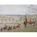 CECIL ALDIN, colour hunting print, "The Warwickshire at Shuckburgh" and 1 other hunting print