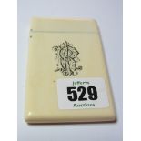 IVORY CARD CASE, Victorian ivory card case with monogram front