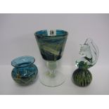 MDINA, goblet, seahorse paperweight and posy vase