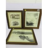 CORNISH PHOTOGRAPHS, collection of 5 framed Cornish photographs, including stranded boat