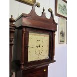 LONG CASE CLOCK, provincial 19th Century painted square face 30 hour long case clock (requires