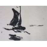 EMILE NOLDE, lithograph "Black Sail Ship", 13" x 17"