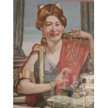 WILLIAM HODGES, signed water colour, "Lady with Jewellery Box", 25" x 19"