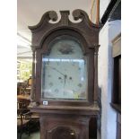 LONG CASE CLOCK, early 19th Century 8 day striking movement long case clock, painted break arch face