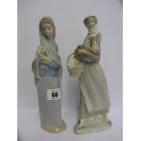 LLADRO, 2 Lladro figures of a "Girl with Basket and Hen" and "Flower Girl"