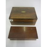 DOCUMENT BOXES, Rosewood inlaid box and 1 other