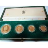 PROOF GOLD COIN SET, 1980 4 coin proof gold sovereign series set