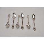 Set of 6 silver teaspoons no marks. 132g