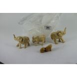 4 Small carved ivory animals A/F