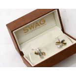 9ct white gold cross cuff links from 'Sw