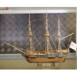 Handmade wooden Sailing ship marked 'Pre