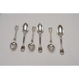 Set of 6 silver teaspoons no marks.