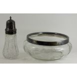 NO RESERVE - EPNS glass bowl and sugar sifter