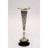 An oriental silver chinese marks specimen vase with pierced and engraved decoration of entwined