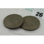 A pair of Queen Elizabeth II commemorative crown coins