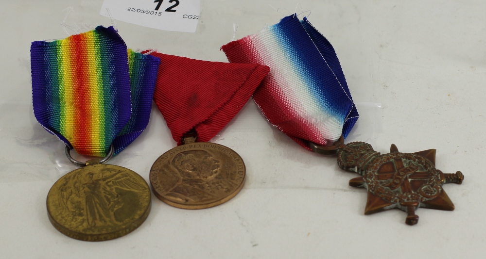 3 World War 1 Medals with photocopy of Records.