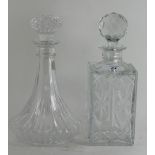 2 glass decanters