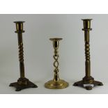 3 Brass candle sticks