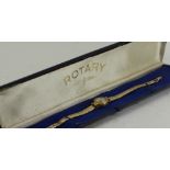 Ladies Rotary cocktail watch on graduated gilt metal bracelet