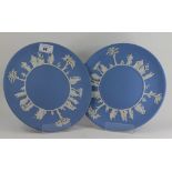 2 Wedgwood blue JasperWare plates with Classical images