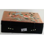 A Chinese silk lined fitted jewellery box with certificate.