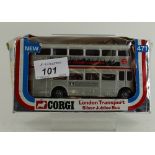 A boxed Corgi model silver Jubilee Bus