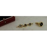 Cartier 18ct yellow gold with onyx and diamond single cufflink with 3 matching shirt studs.