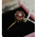 18ct yellow gold pink sapphire and diamond ring
