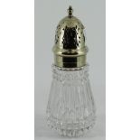 Good quality cut glass sugar sifter silver plated top
