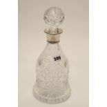 Glass decanter silver collar marked 925 with glass stopper