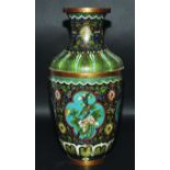 A CHINESE CLOISONNE VASE, circa 1900, the sides decorated with quatrefoil panels of birds and