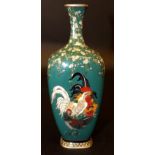 A GOOD JAPANESE MEIJI PERIOD CLOISONNE VASE IN THE STYLE OF HAYASHI KODENJI, the sides of the