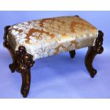 A SUPERB LATE 17TH CENTURY-EARLY 18TH CENTURY CARVED GILDED STOOL with padded top, carved legs