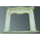 A SUPERB 19TH CENTURY WHITE MARBLE FIREPLACE with mantelpiece of serpentine outline, the frieze