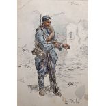 Charles “Snaffles” Johnson Payne (1884-1967) British ‘Le Poilu’, Coloured Print with notes in