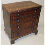 A GEORGE III MAHOGANY STRAIGHT FRONT BACHELOR’S CHEST with brushing slide over four long graduated