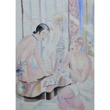 Althea Mary Proctor (1879-1966) British ‘Patience’, a Naked Game of Cards, Water-colour, Signed with