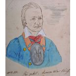 18th Century American School “New Jacket”, ‘Leneca War Chief’, Bust Portrait of a Man wearing a Blue