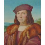 19th Century Italian School A Medici Portrait of a Man in a Fur Lined Coat, Watercol-our, 7 75” x