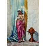 R… Allard (19th – 20th Century) British A Harem Girl, Watercolour, Indistinctly Signed in Pencil, 18