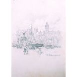 G… G… Hornby (19th – 20th Century) British ‘The Quay at South Market Street, Ab-erdeen’, Pencil,